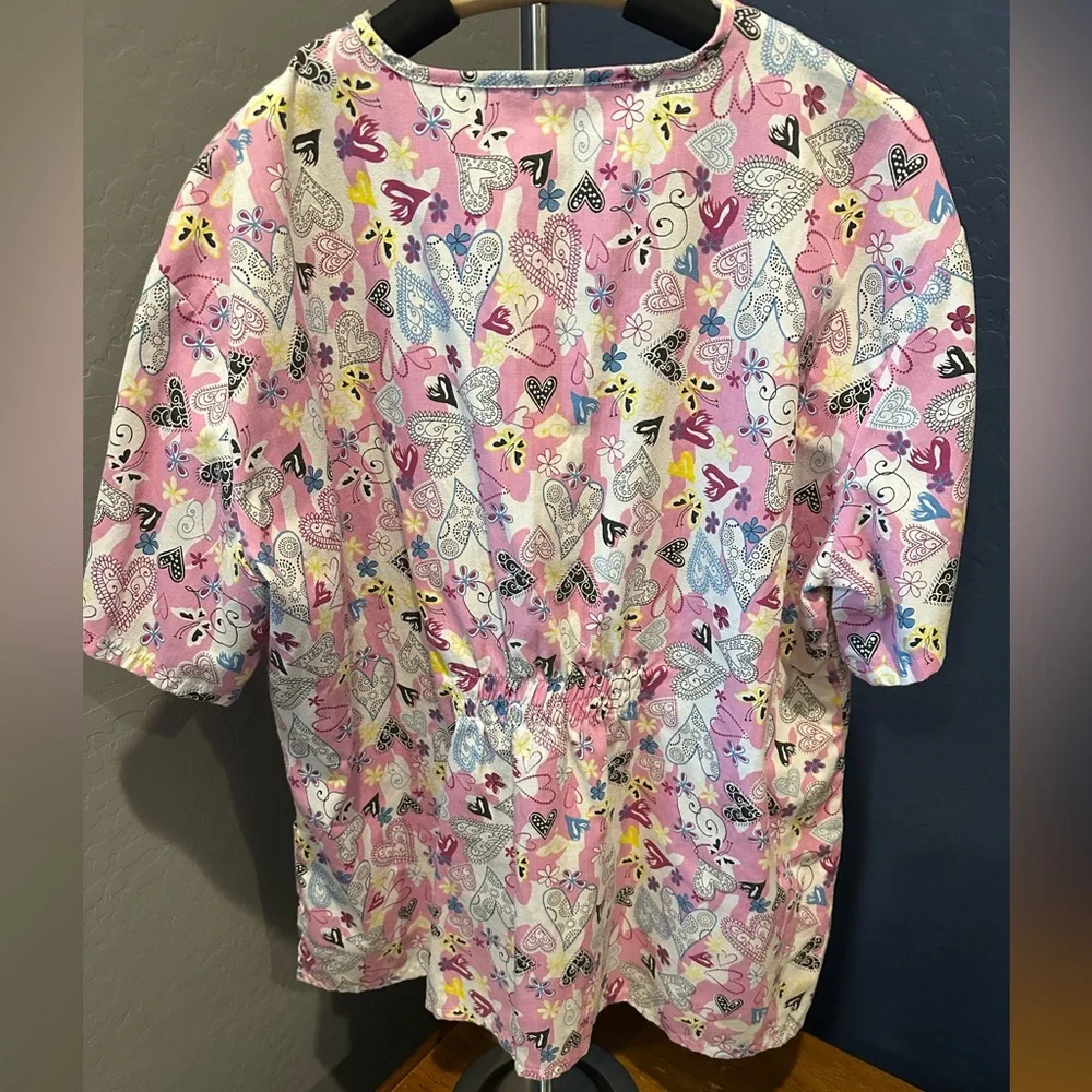 Pink Patterned Scrub Top - Picture 2 of 2